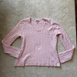 St Johns Bay Cable Knit pink sweater
